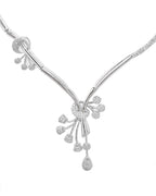 VOJ Silver Plated Ad Stone Studded Designer Necklace With Earrings Set | Grocsy