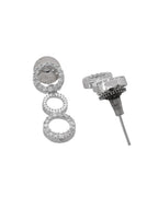 VOJ Silver Plated Ad Stone Studded Round Shaped Necklace And Earrings Set | Grocsy