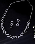 VOJ Silver Plated Ad Stone Studded Round Shaped Necklace And Earrings Set | Grocsy
