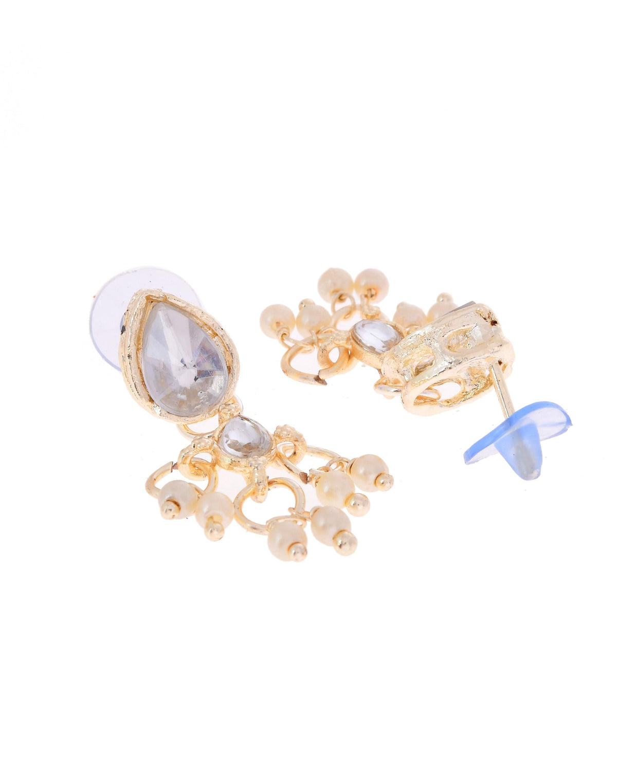 VOJ Gold-Polished Multi Layered Pearl Choker With Earrings Set | Grocsy