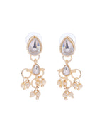 VOJ Gold-Polished Multi Layered Pearl Choker With Earrings Set | Grocsy