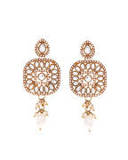 VOJ Gold-Polished Kundan Stone Studded Long Jewellery Set | Grocsy