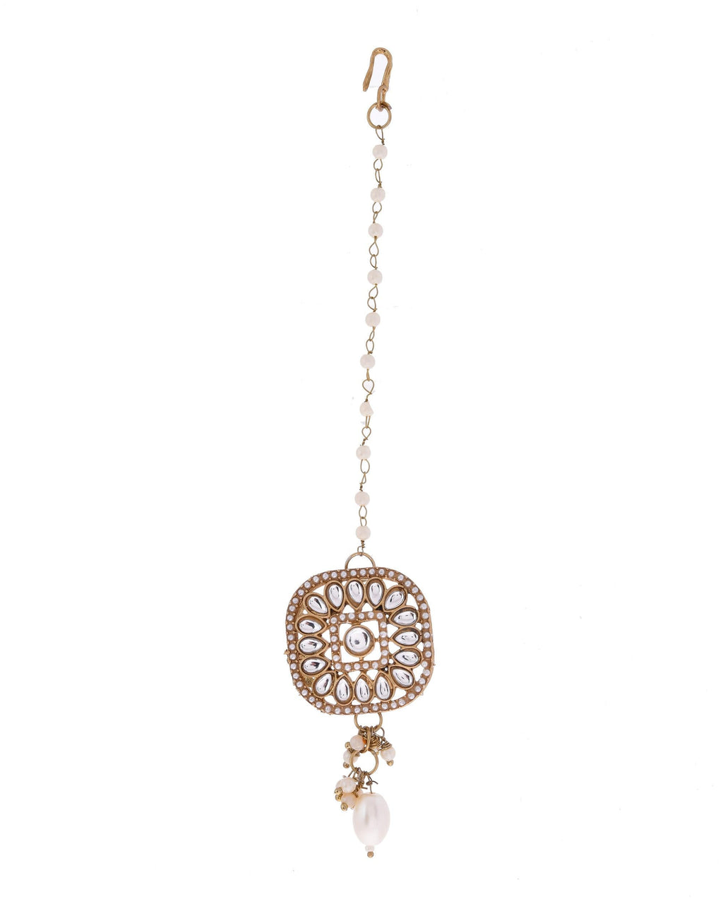VOJ Gold-Polished Kundan Stone Studded Long Jewellery Set | Grocsy