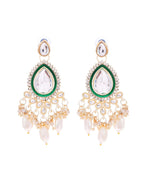 VOJ Gold-Polished White Kundan Stone Studded Choker With Earrings And Maang Tikka Set | Grocsy