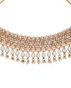 VOJ Gold And Sea Green Stone Studded Classic Choker Set | Grocsy