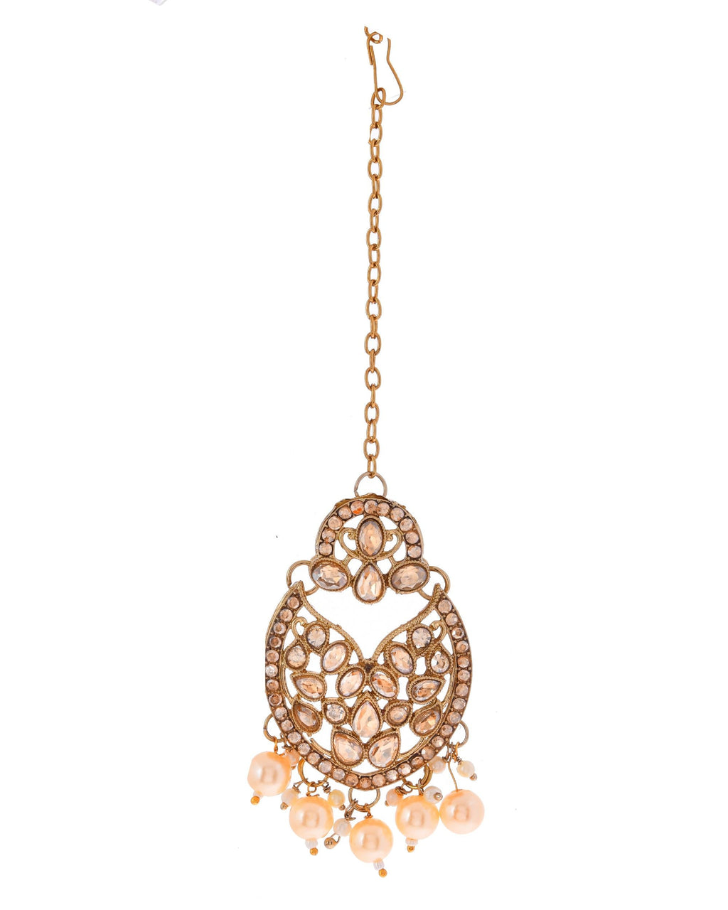 VOJ Gold-Polished Stone Studded Designer Choker With Earrings And Maang Tikka Set | Grocsy