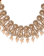 VOJ Gold-Polished Stone Studded Designer Choker With Earrings And Maang Tikka Set | Grocsy