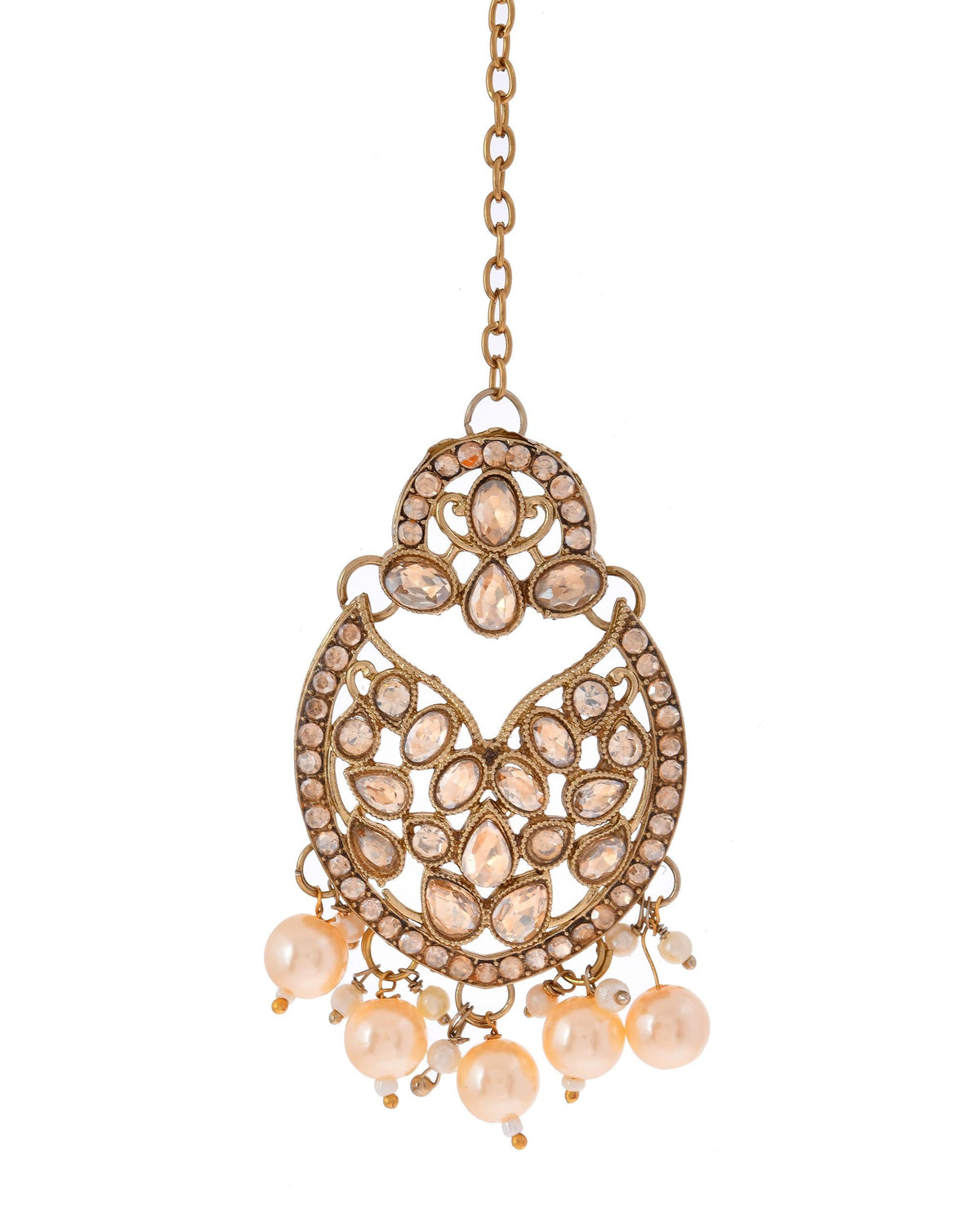 VOJ Gold-Polished Stone Studded Designer Choker With Earrings And Maang Tikka Set | Grocsy