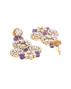 VOJ Purple Beaded With Stone Studded Long Jewellery Set | Grocsy