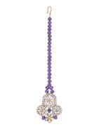 VOJ Purple Beaded With Stone Studded Long Jewellery Set | Grocsy