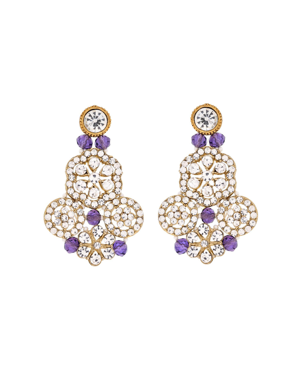 VOJ Purple Beaded With Stone Studded Long Jewellery Set | Grocsy