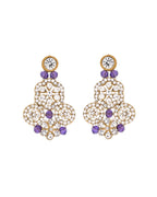 VOJ Purple Beaded With Stone Studded Long Jewellery Set | Grocsy
