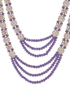 VOJ Purple Beaded With Stone Studded Long Jewellery Set | Grocsy