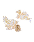 VOJ Gold-Polished Kundan Studded Earrings with Maang Tikka