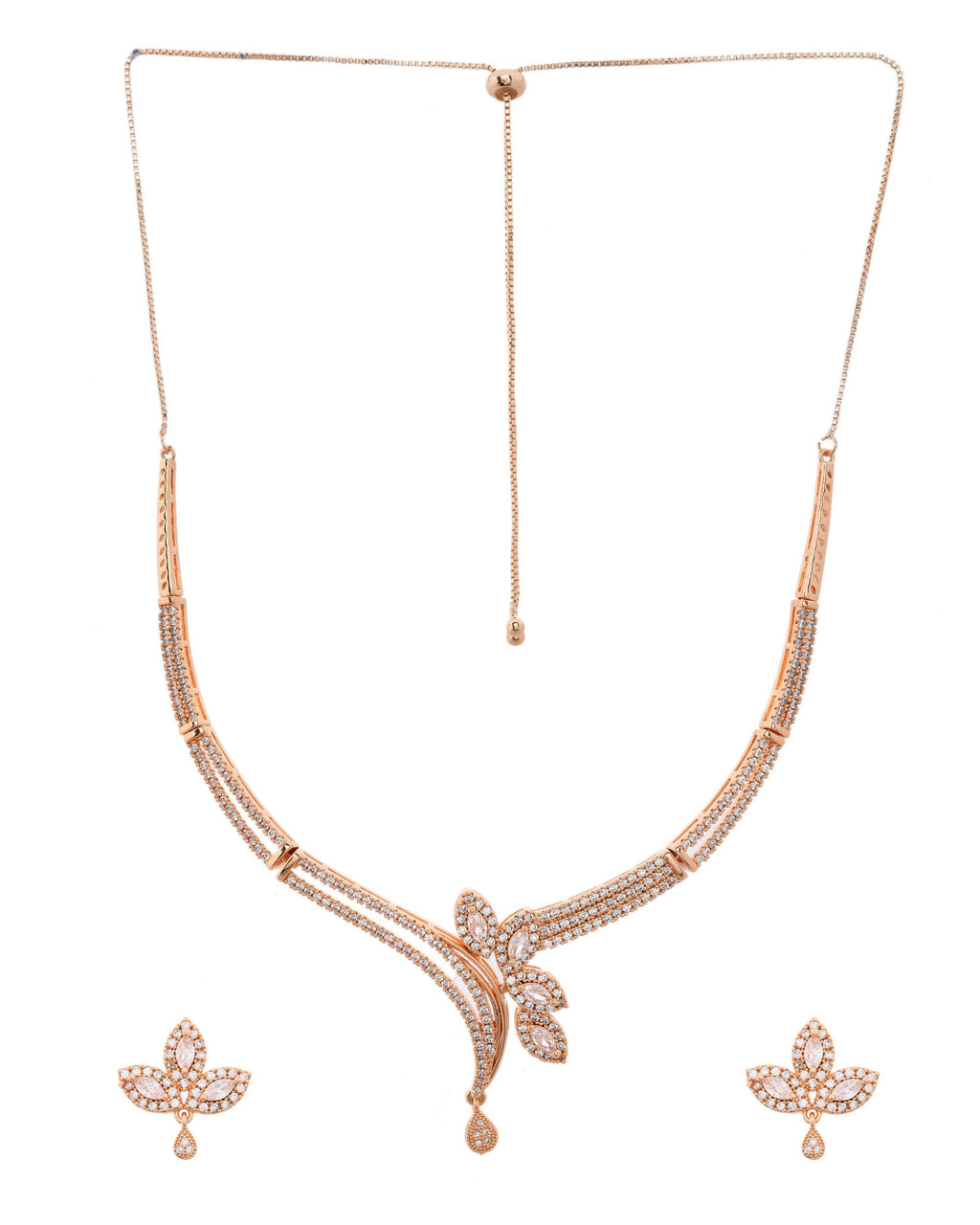 VOJ Gold-Polished Designer Ad Studded Jewellery Set | Grocsy