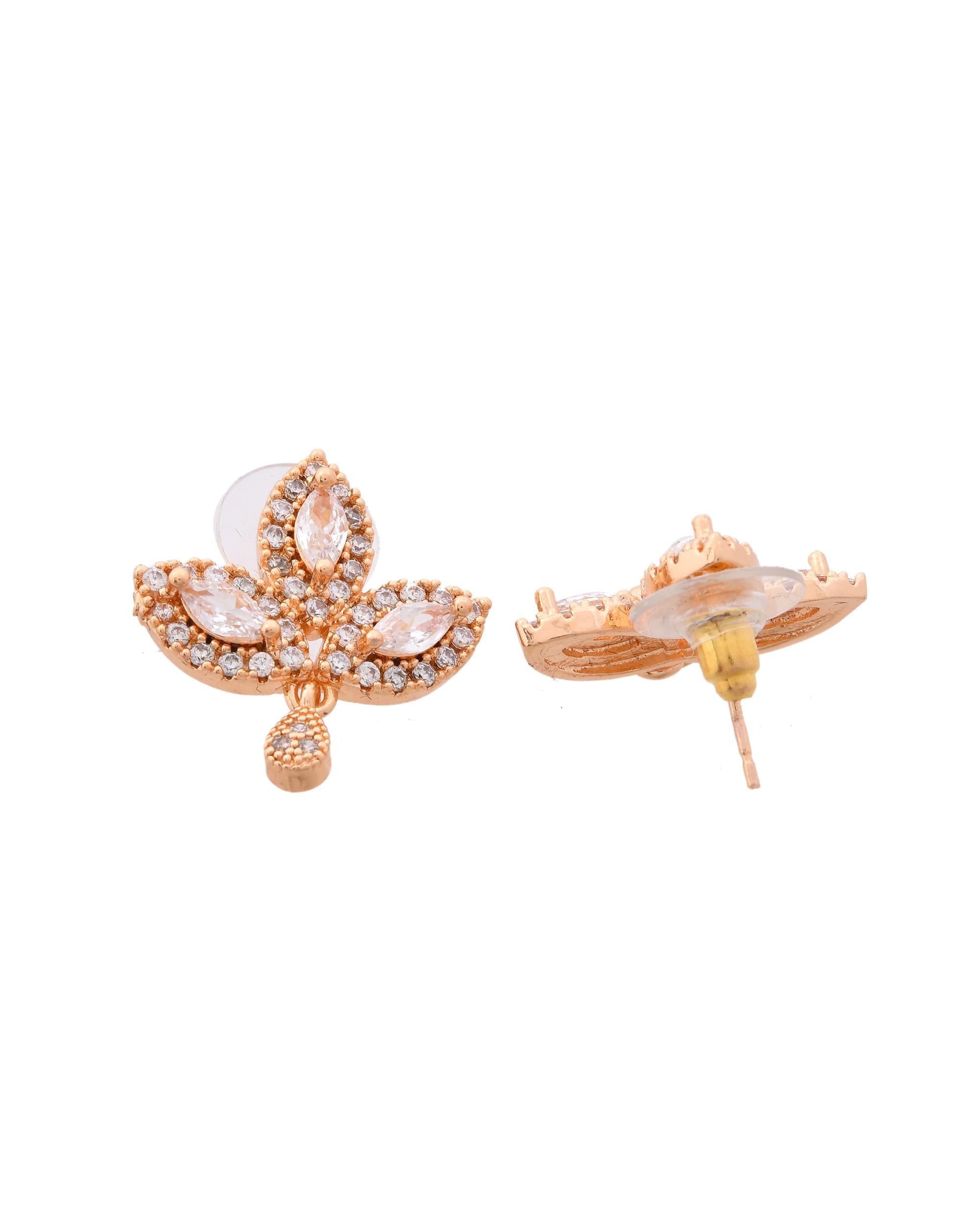 VOJ Gold-Polished Designer Ad Studded Jewellery Set | Grocsy
