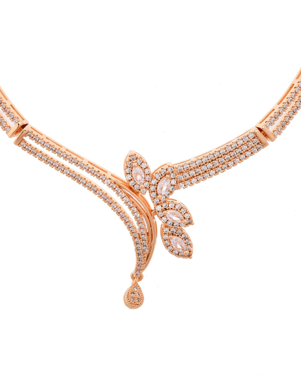 VOJ Gold-Polished Designer Ad Studded Jewellery Set | Grocsy