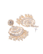 VOJ Gold-Polished Kundan And Pearl Studded Circular Earrings