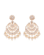 VOJ Gold-Polished Kundan And Pearl Studded Circular Earrings