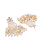 VOJ Gold-Polished Kundan Studded Pearl Drop Earrings