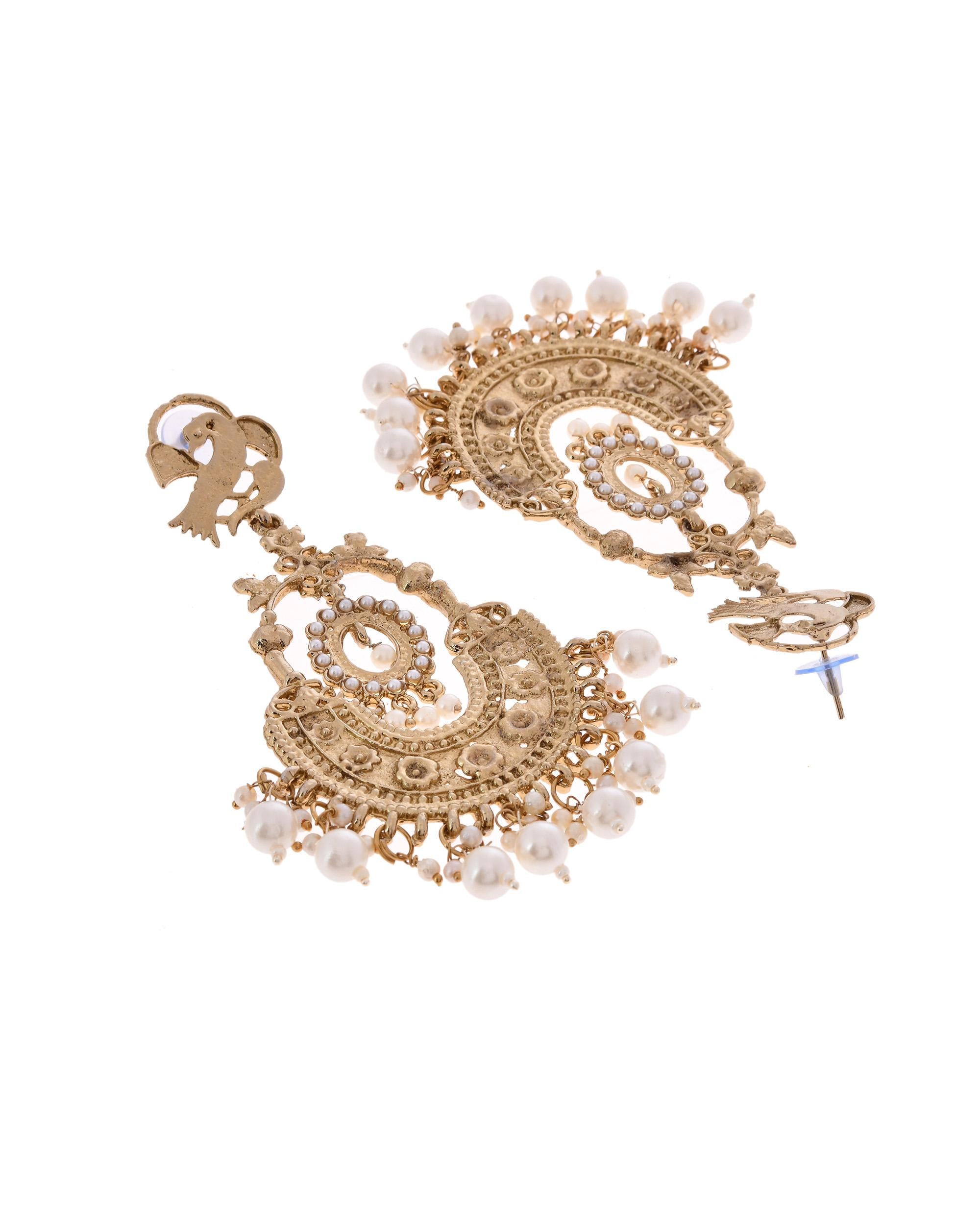 VOJ Copper Plated Designer Long Drop Earrings