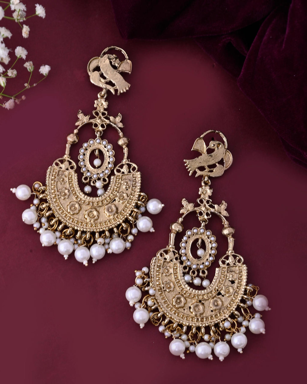 VOJ Copper Plated Designer Long Drop Earrings