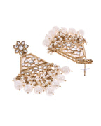 VOJ Gold-Polished Kundan Studded Contemporary Earrings | Grocsy