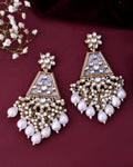 VOJ Gold-Polished Kundan Studded Contemporary Earrings | Grocsy