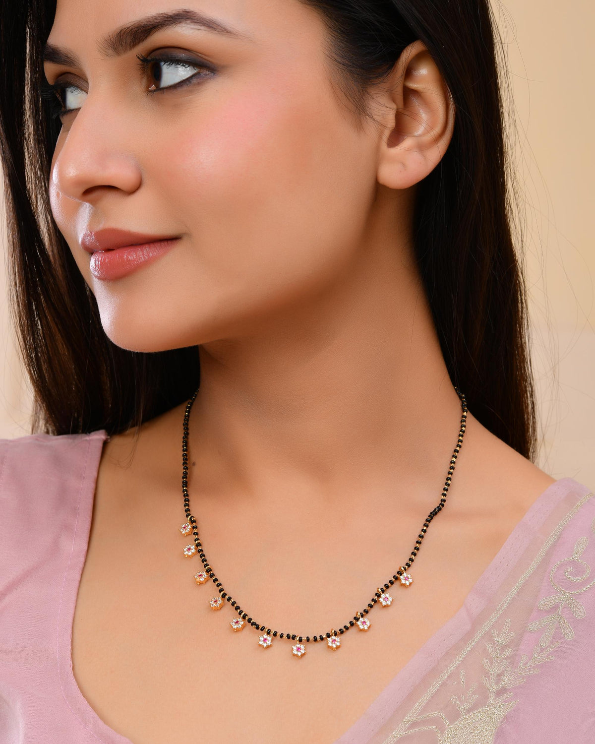 VOJ Gold-Polished Ad Stone Studded Mangalsutra | Grocsy