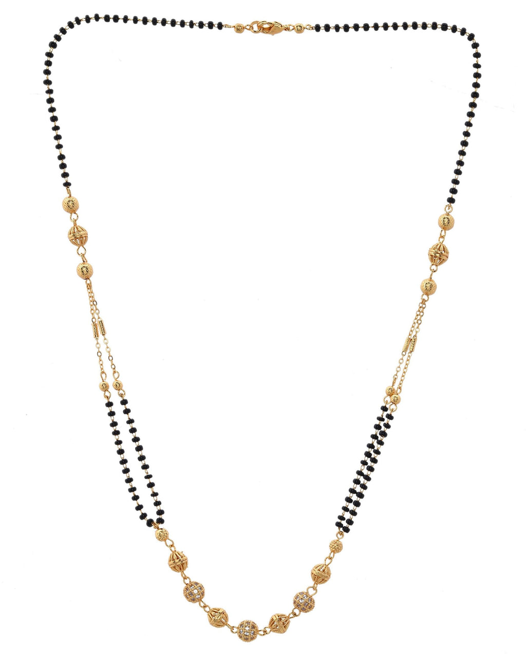 VOJ Gold-Polished Ad Stone Studded Multi Layer Mangalsutra | Grocsy