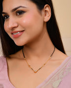 VOJ Gold-Polished Ad Studded Heart Shaped Mangalsutra | Grocsy