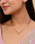 VOJ Gold-Polished Ad Studded Heart Shaped Mangalsutra | Grocsy