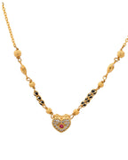 VOJ Gold-Polished Ad Studded Heart Shaped Mangalsutra | Grocsy