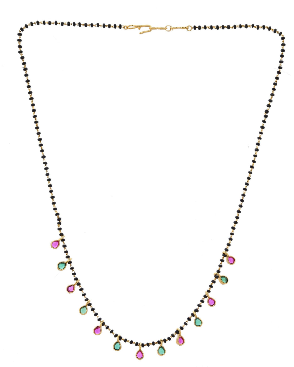 VOJ Gold-Polished Ad Studded Drop Shaped Mangalsutra | Grocsy