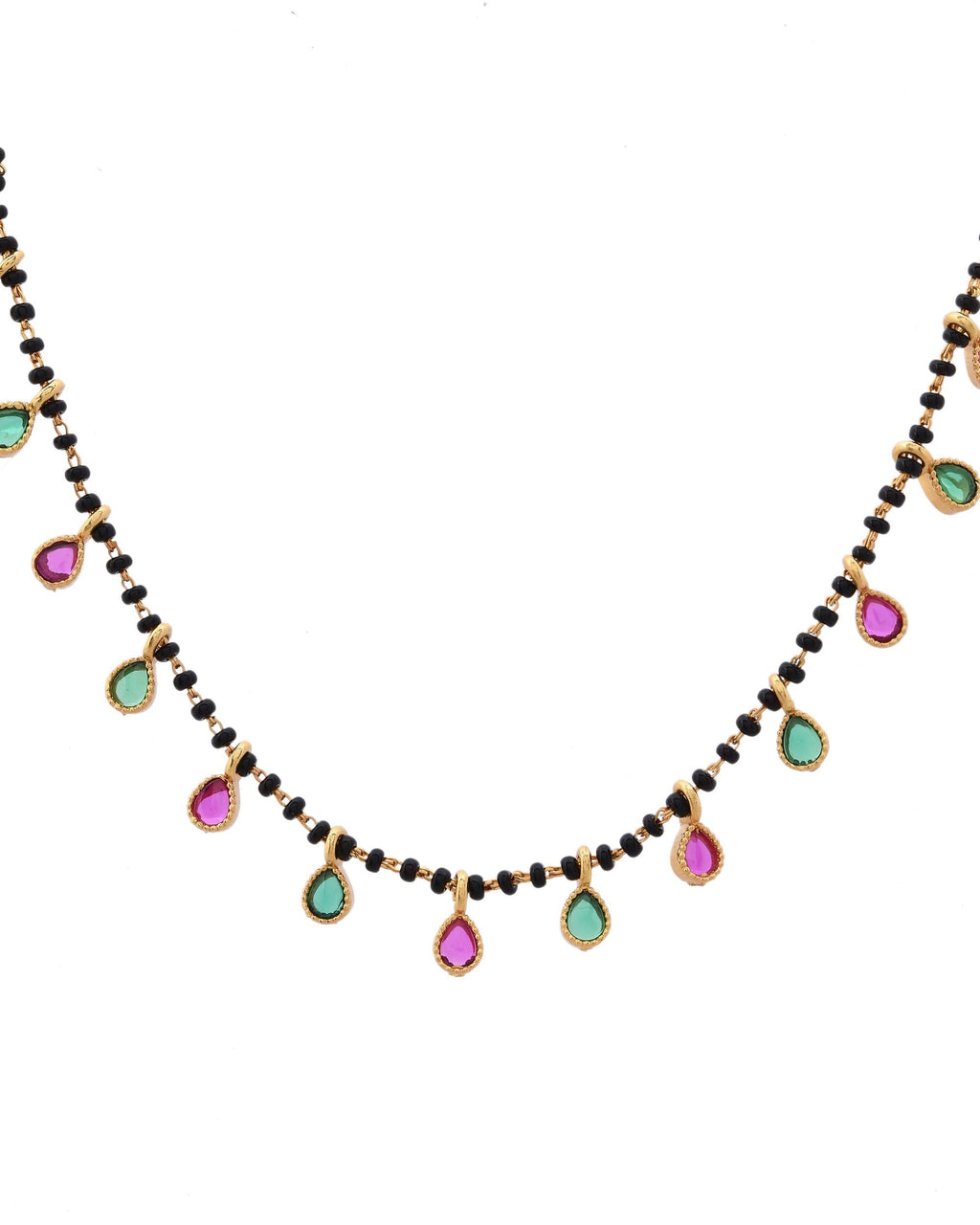VOJ Gold-Polished Ad Studded Drop Shaped Mangalsutra | Grocsy