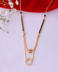 VOJ Gold-Polished Ad Studded Oval Shaped Mangalsutra | Grocsy
