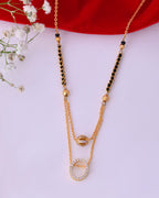 VOJ Gold-Polished Ad Studded Oval Shaped Mangalsutra | Grocsy