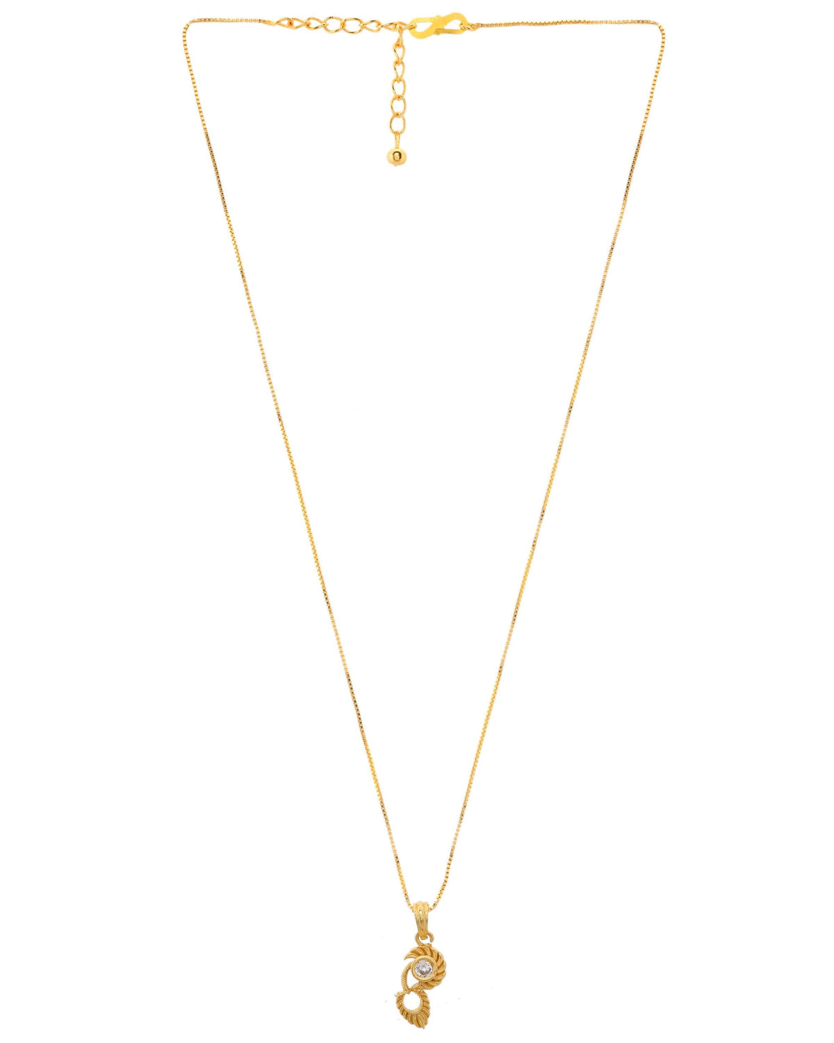 VOJ Gold-Polished Designer Ad Studded Pendant With Chain