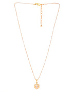 VOJ Gold-Polished Flower Shaped AD Studded Pandent With Chain | Grocsy