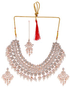 VOJ Gold-Polished Stone Studded Choker Jewellery Set With Maang Tikka | Grocsy