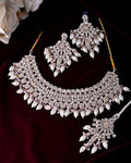 VOJ Gold-Polished Stone Studded Choker Jewellery Set With Maang Tikka | Grocsy