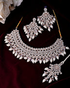 VOJ Gold-Polished Stone Studded Choker Jewellery Set With Maang Tikka | Grocsy