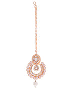 VOJ Gold-Polished Stone And White Beaded Choker Jewellery Set With Maang Tikka | Grocsy