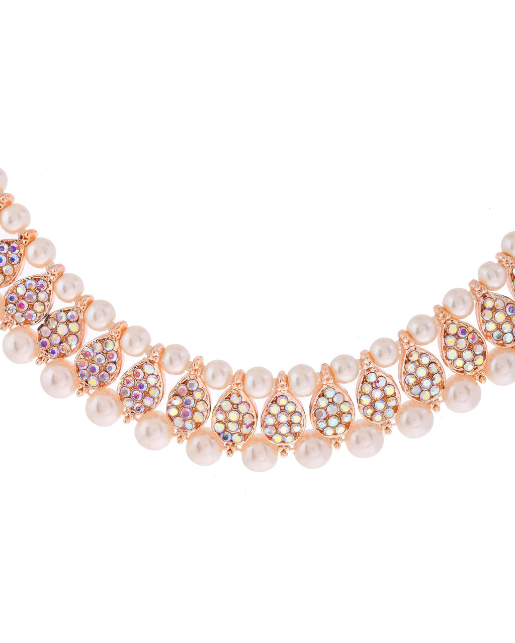 VOJ Gold-Polished Stone And White Beaded Choker Jewellery Set With Maang Tikka | Grocsy