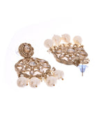 VOJ Gold-Polished Kundan And White Beaded Jewellery Set | Grocsy
