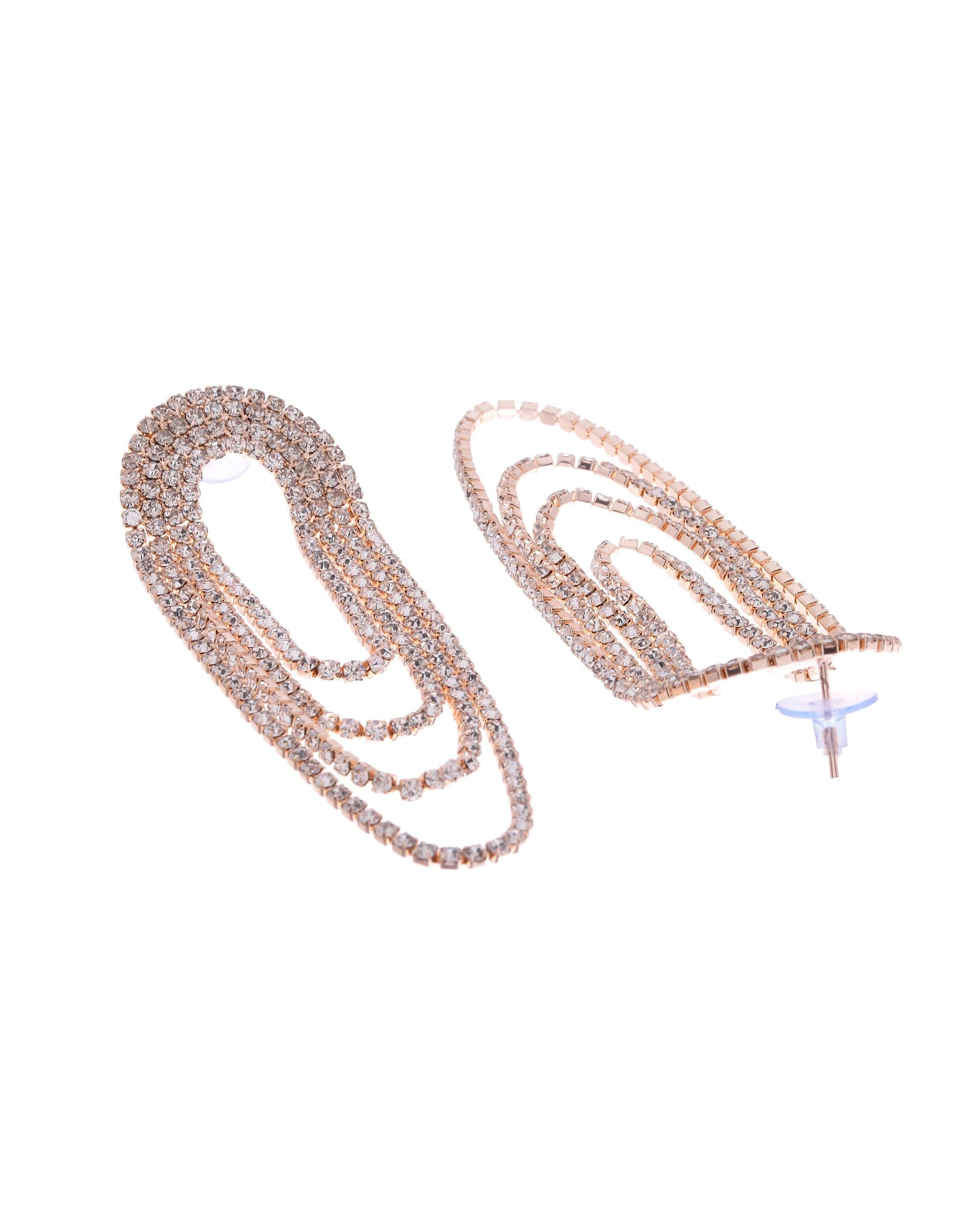 VOJ Gold-Polished Stone Studded Necklace With Earrings Set | Grocsy