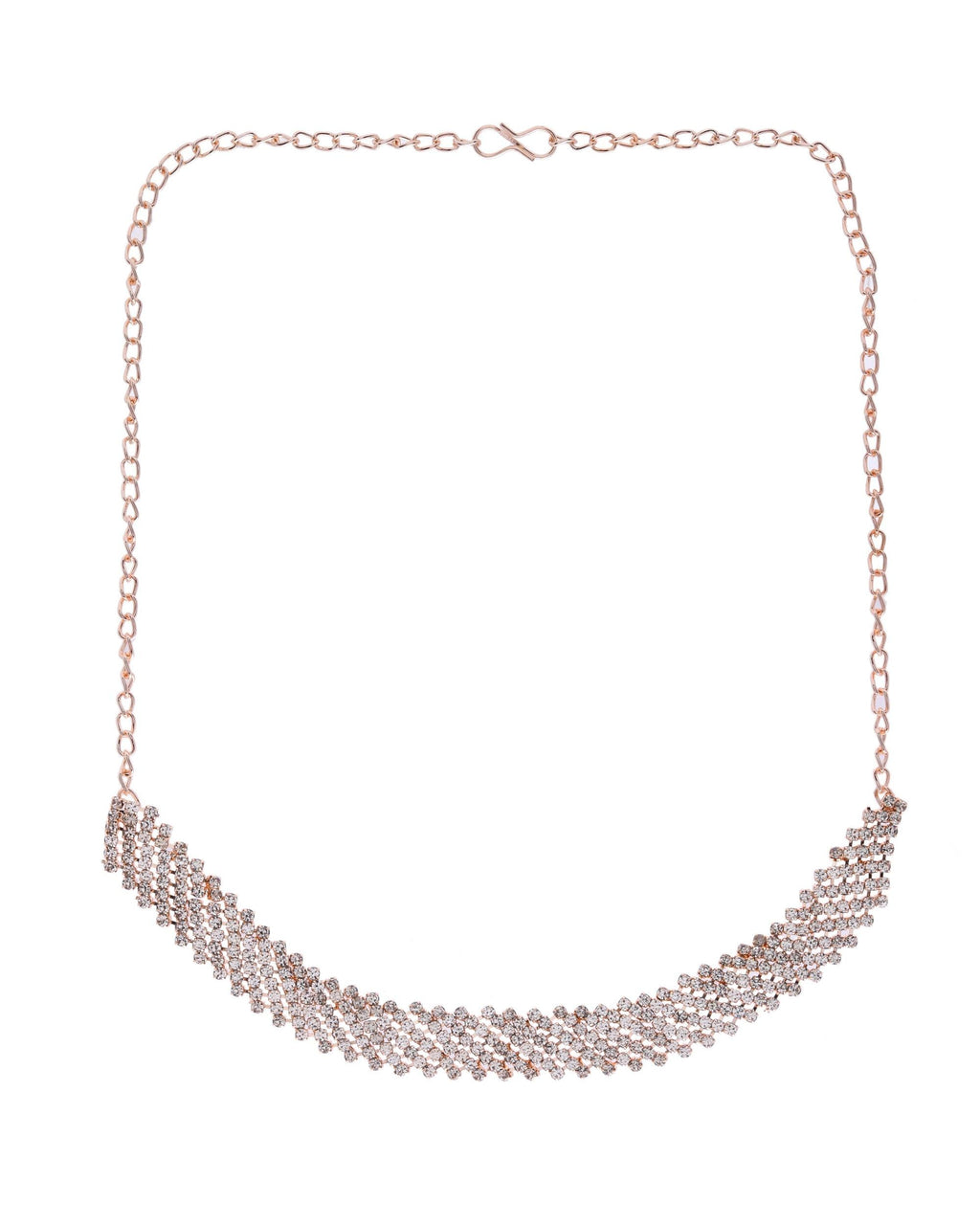 VOJ Gold-Polished Stone Studded Necklace With Earrings Set | Grocsy