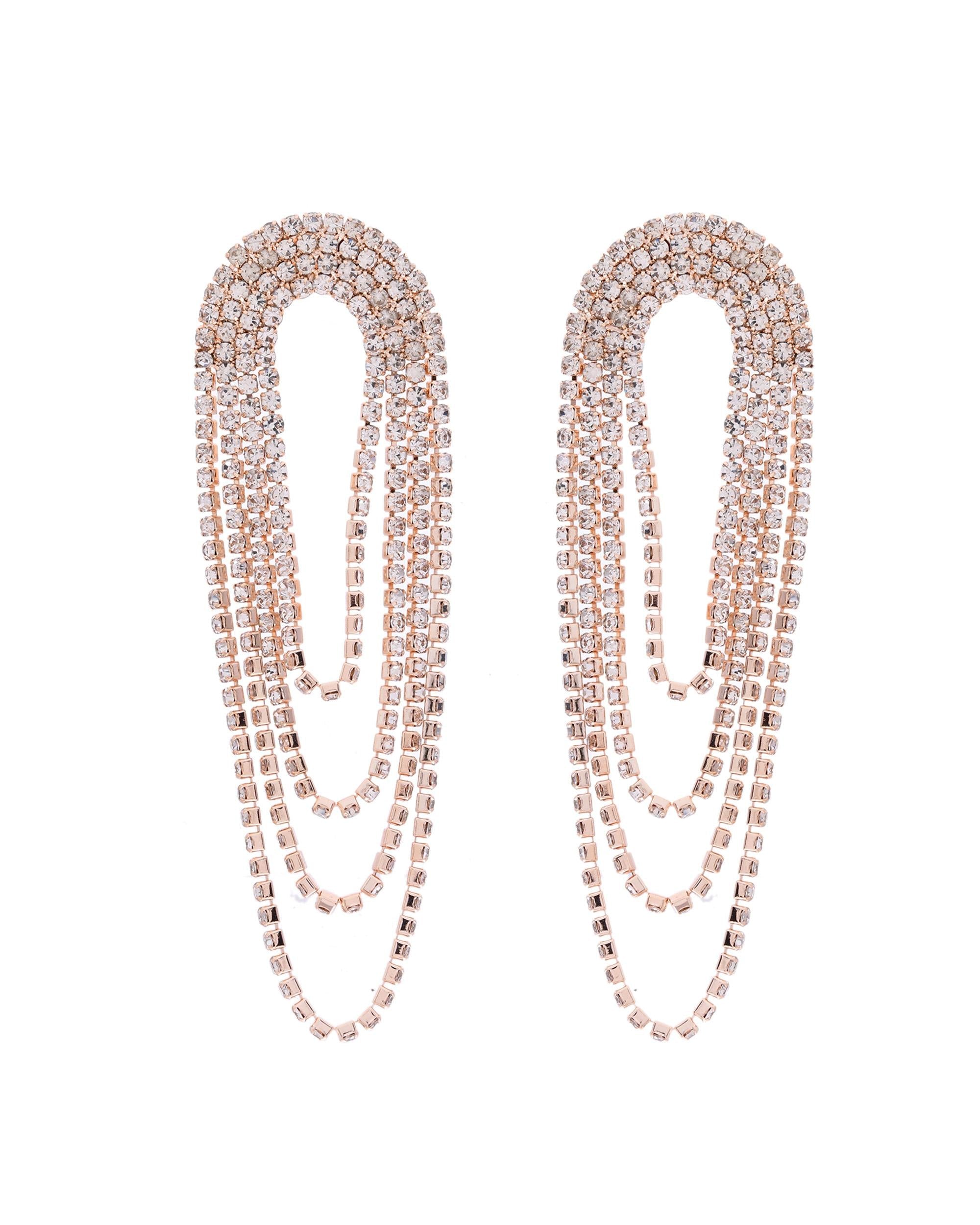 VOJ Gold-Polished Stone Studded Necklace With Earrings Set | Grocsy
