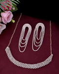 VOJ Gold-Polished Stone Studded Necklace With Earrings Set | Grocsy