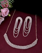 VOJ Gold-Polished Stone Studded Necklace With Earrings Set | Grocsy